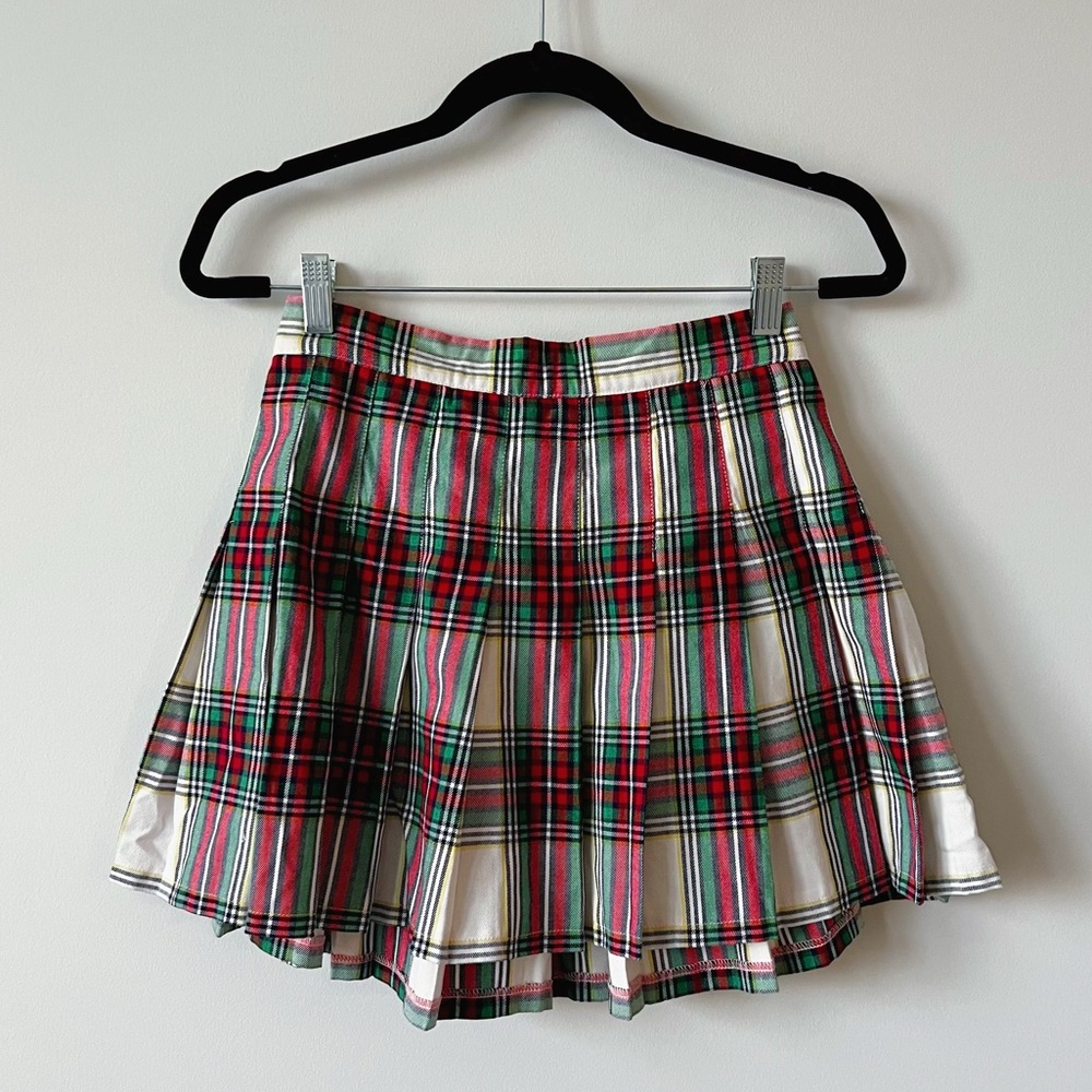 Pleated Plaid Skirt